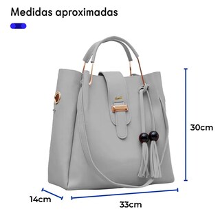 Foto 3 | Set 3 Bolsas Mujer Borla Moda Cartera Crossbody Lab.g Gris