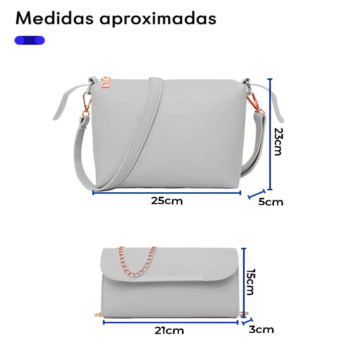 Foto 5 pulgar | Set 3 Bolsas Mujer Borla Moda Cartera Crossbody Lab.g Gris