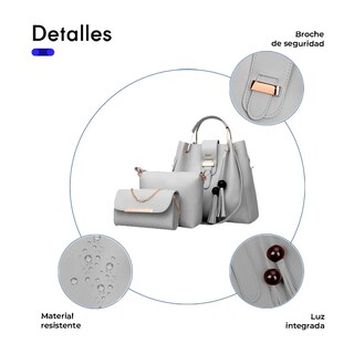 Foto 5 | Set 3 Bolsas Mujer Borla Moda Cartera Crossbody Lab.g Gris