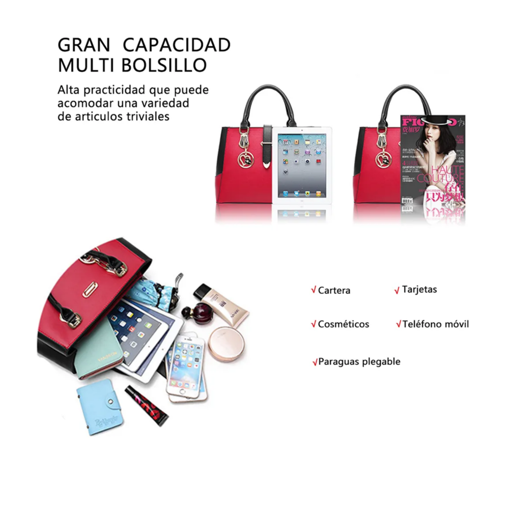 Foto 3 | Bolsos De Mujer Bolsos Bandolera Bolsos De Hombro Lab.g, Color Rojo