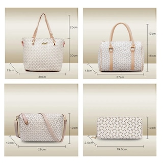 Foto 2 | Set 6 Bolsas Mujer Cartera Estampada Moda Dama Cosmetiquera Lab.g Beige