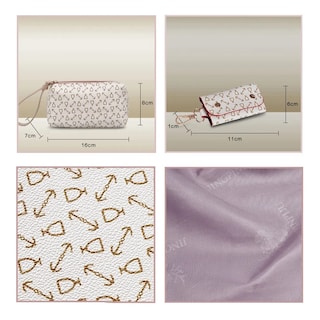 Foto 4 | Set 6 Bolsas Mujer Cartera Estampada Moda Dama Cosmetiquera Lab.g Beige
