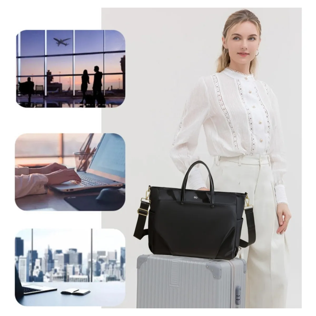 Foto 2 | Bolso Mujer Laptop Gran Capacidad 9 Bolsillos Elegante Y Ligera Eo Safe Imports Esi-19525 Negro