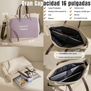 Foto 3 | Bolsa Para Laptop Mujer Impermeable Eo Safe Imports Esi-19524 Beige
