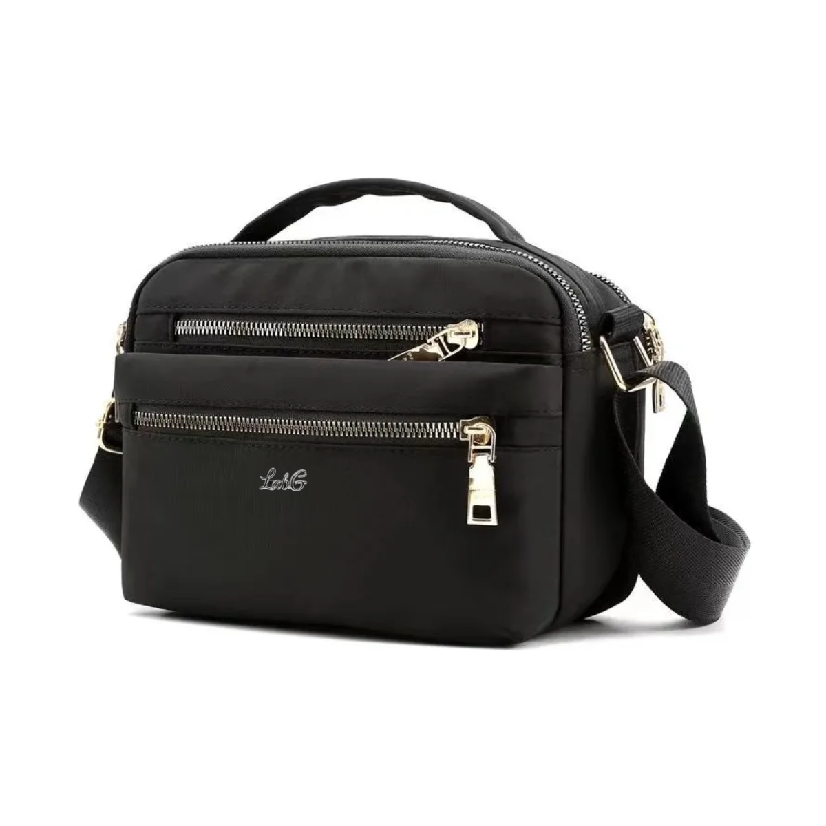 Foto 2 pulgar | Bolsa Crossbody Mujer Alta Capacidad Nailon Correa Ajustable Lab.g Negro''