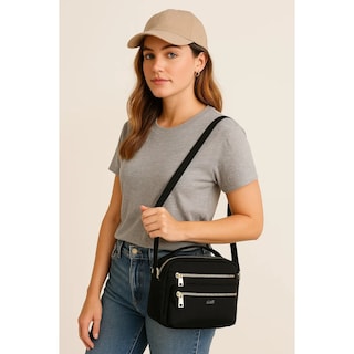 Foto 2 | Bolsa Crossbody Mujer Alta Capacidad Nailon Correa Ajustable Lab.g Negro''