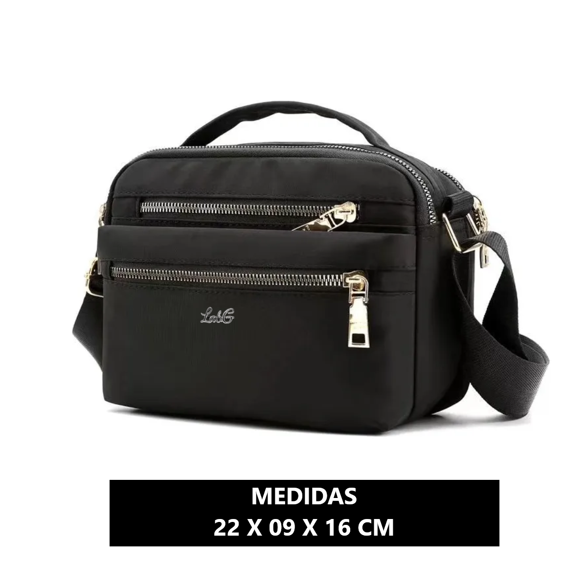 Foto 5 pulgar | Bolsa Crossbody Mujer Alta Capacidad Nailon Correa Ajustable Lab.g Negro''