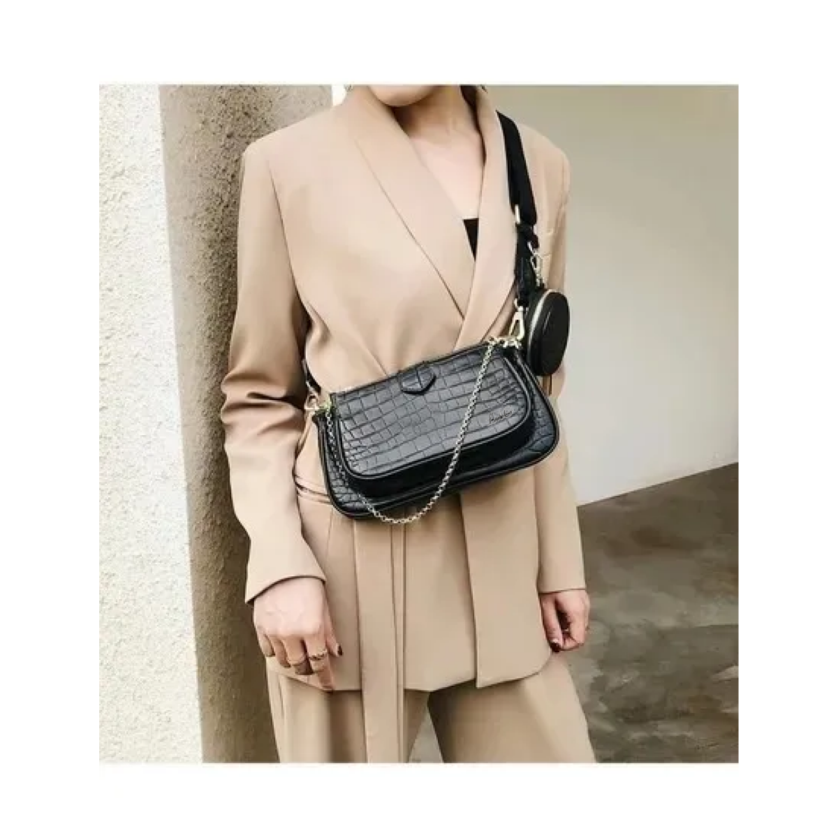 Foto 4 pulgar | 3en 1 Bolsas De Dama De Moda Con Estampado De Cocodrilo Lab.g Negra