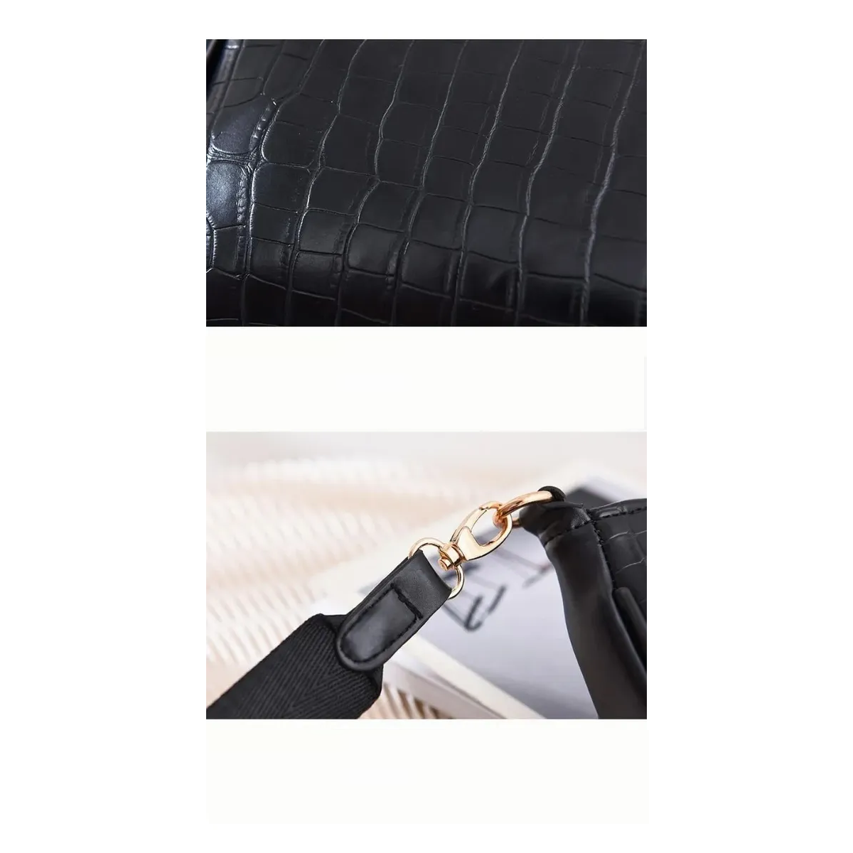 Foto 5 pulgar | 3en 1 Bolsas De Dama De Moda Con Estampado De Cocodrilo Lab.g Negra