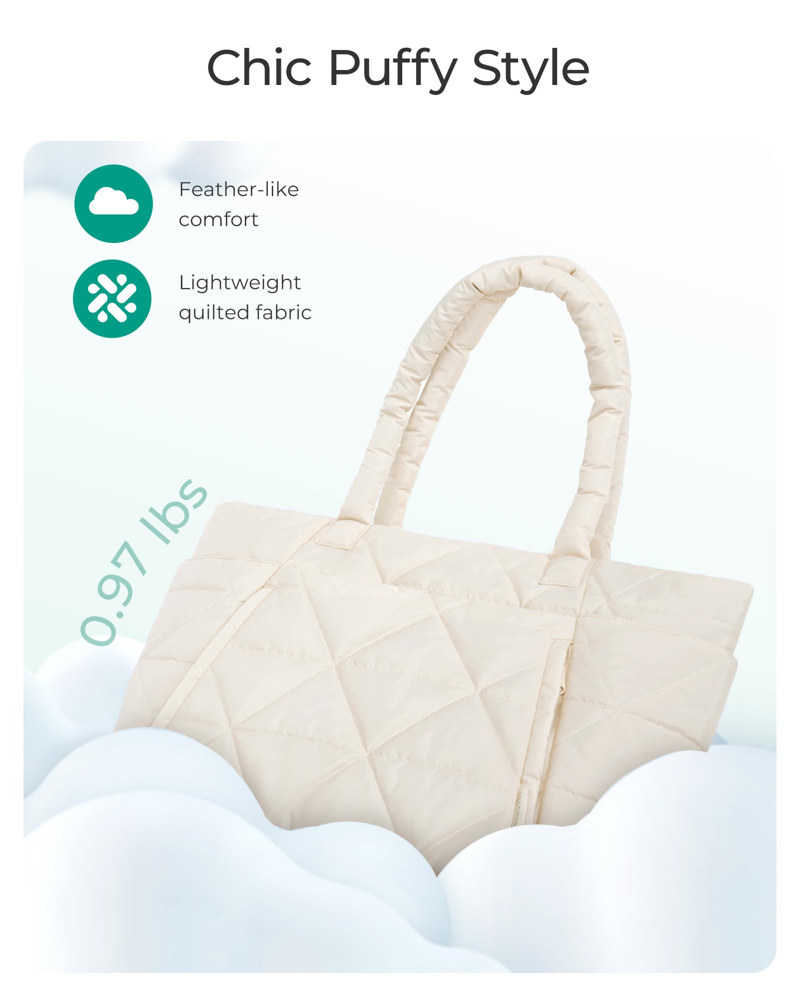 Foto 6 pulgar | Bolso De Mano Bagsmart Bolso De Mano Hinchado Con Cremallera Para Mujer, Color Morado - Venta Internacional.