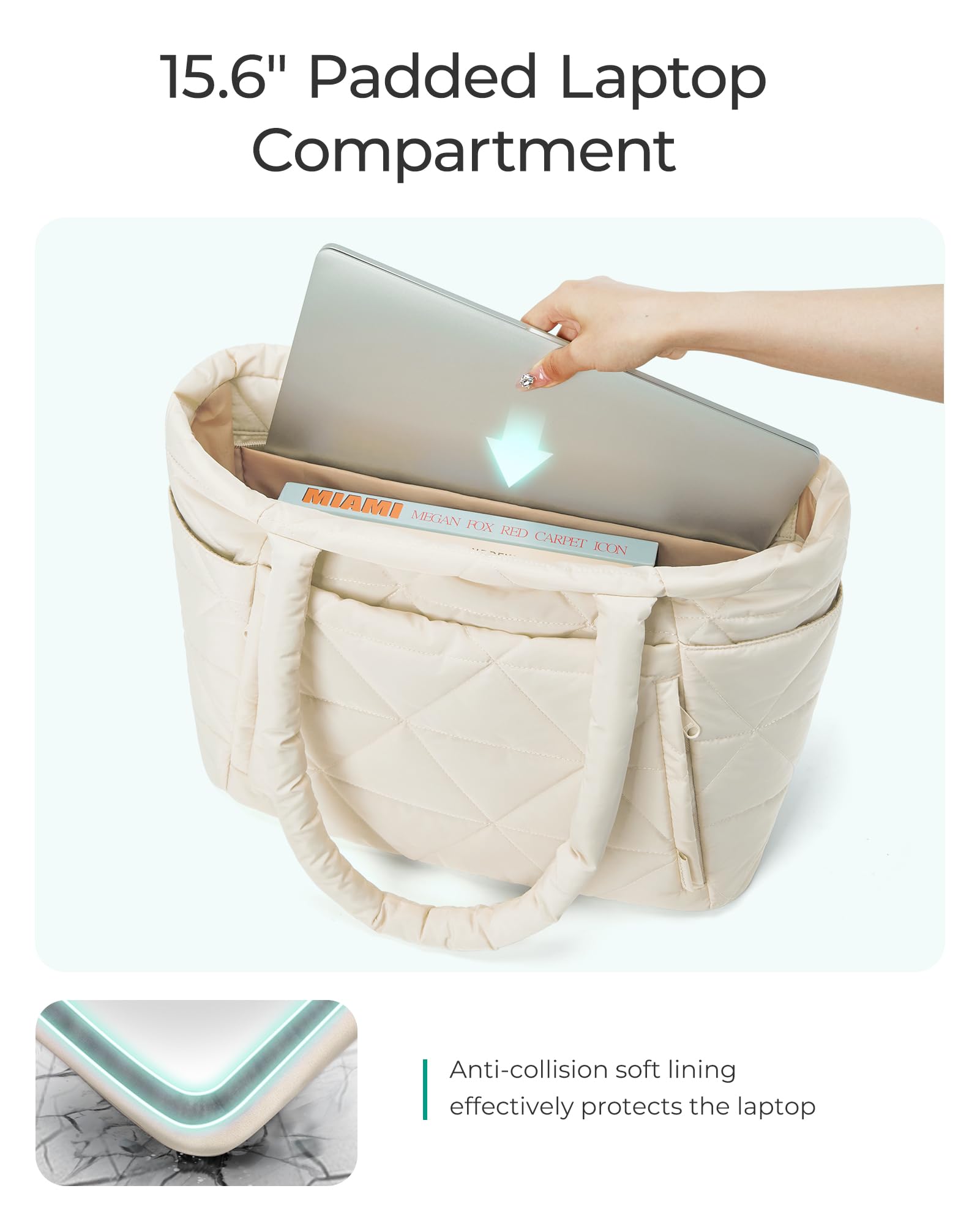 Foto 8 pulgar | Bolso De Mano Bagsmart Bolso De Mano Hinchado Con Cremallera Para Mujer, Color Morado - Venta Internacional.