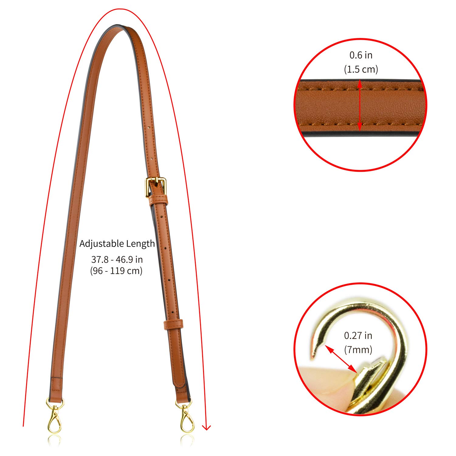 Foto 6 | Bandolera De Cuero Allzedream De Repuesto Con Correa Para Bolso, Marrón - Venta Internacional.