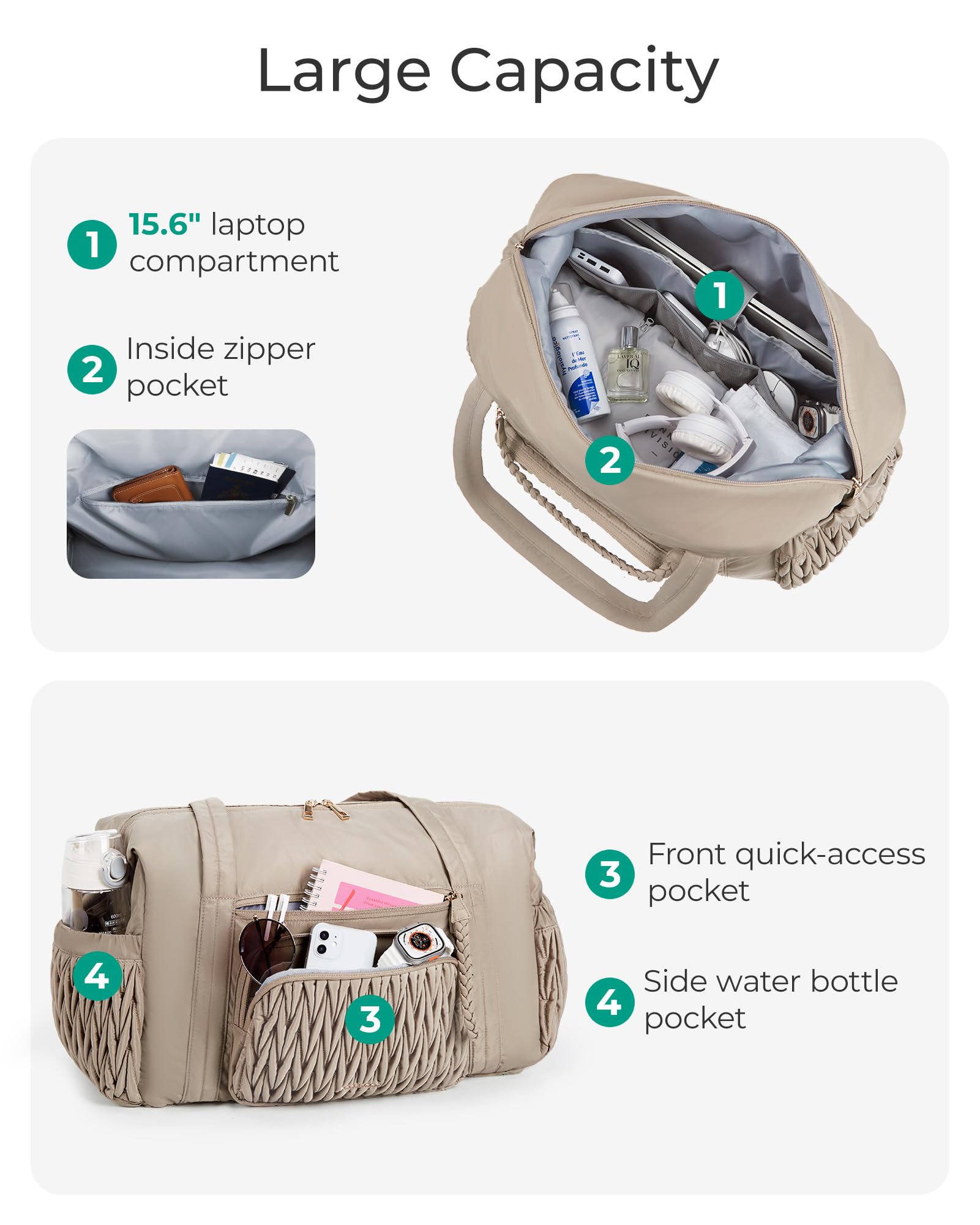 Foto 4 pulgar | Bolsa De Viaje Acolchada Bagsmart Para Mujer Weekender Pink 47l - Venta Internacional.