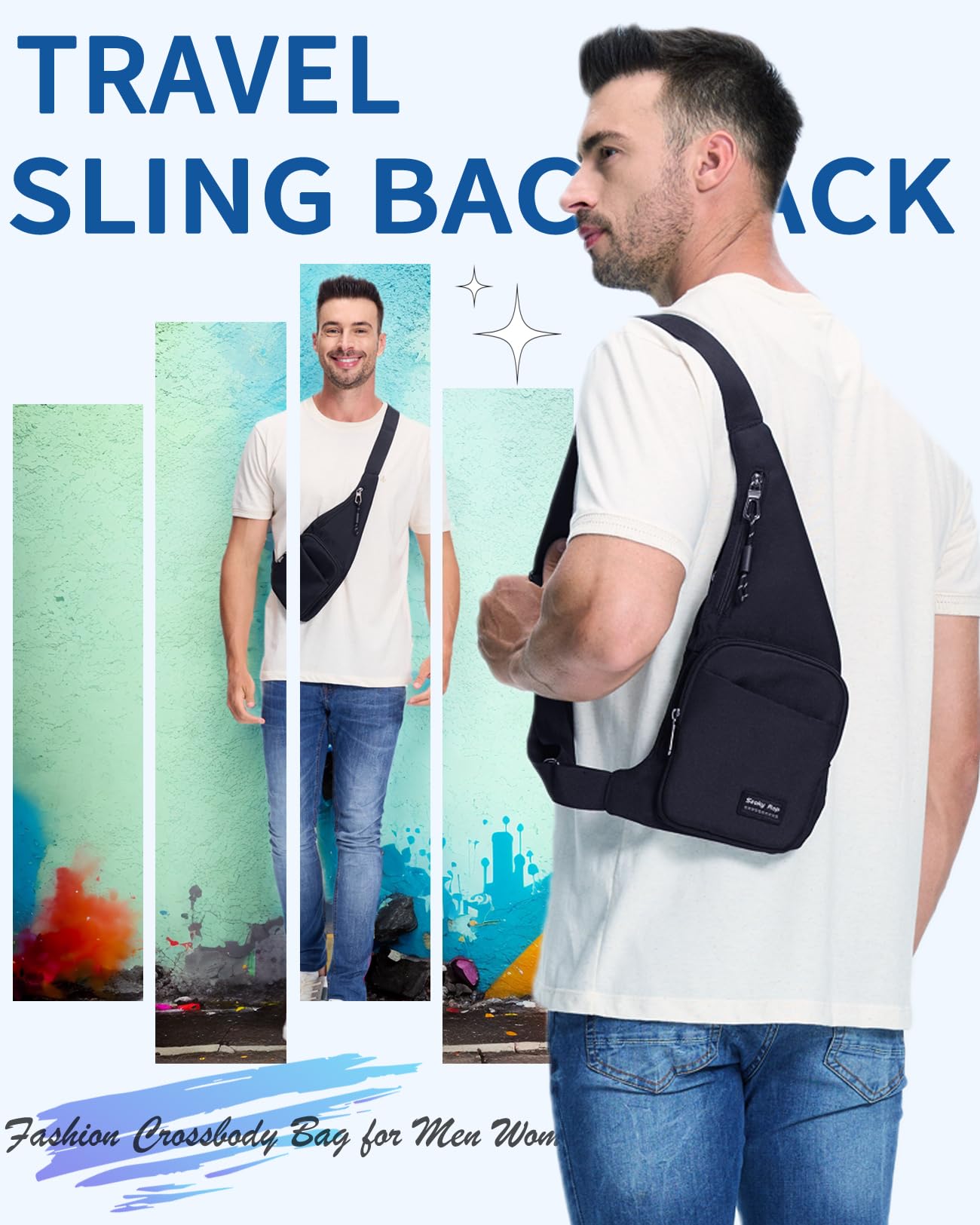 Foto 3 pulgar | Bandolera Seoky Rop Slim Impermeable Para Hombre Y Mujer, Color Negro - Venta Internacional.