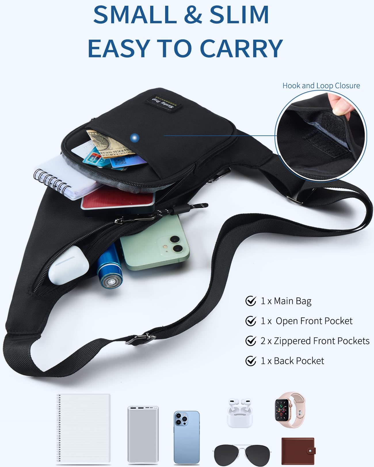 Foto 4 pulgar | Bandolera Seoky Rop Slim Impermeable Para Hombre Y Mujer, Color Negro - Venta Internacional.