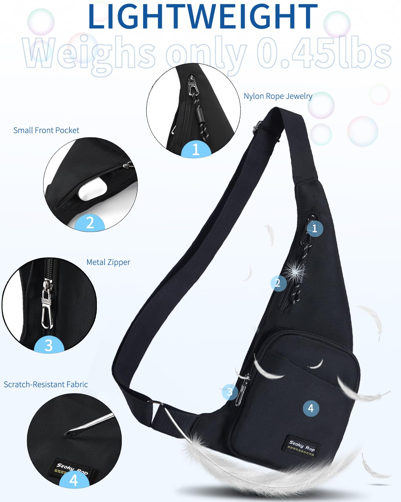 Foto 5 pulgar | Bandolera Seoky Rop Slim Impermeable Para Hombre Y Mujer, Color Negro - Venta Internacional.