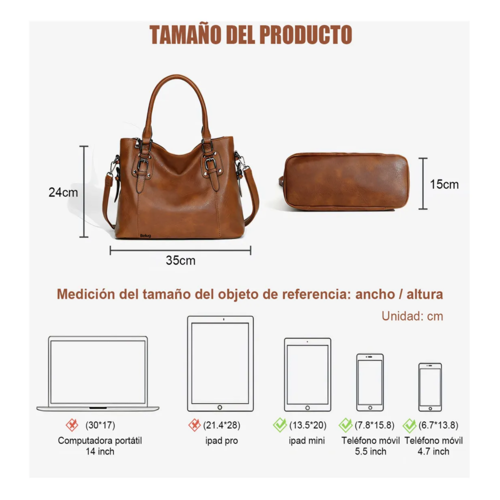 Foto 3 pulgar | Bolsas Tote /bandolera/cosmetiquera Para Mujer Belug, Bolsa