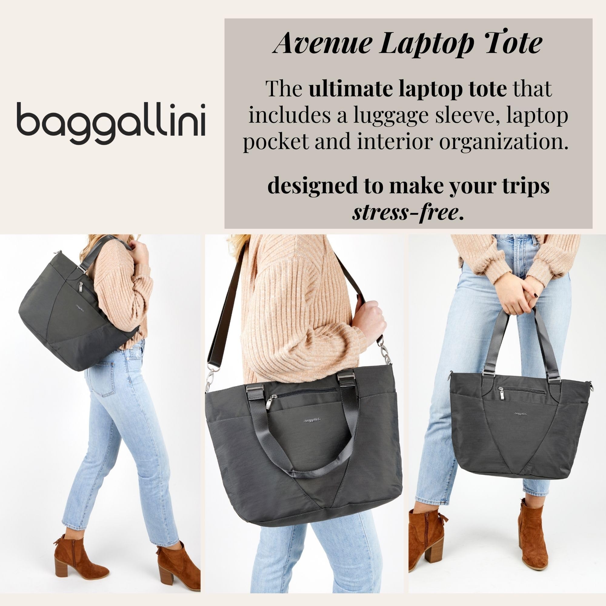 Foto 3 pulgar | Bolsa De Viaje Baggallini Avenue Tote Negra Ligera E Impermeable - Venta Internacional.