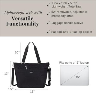 Foto 5 | Bolsa De Viaje Baggallini Avenue Tote Negra Ligera E Impermeable - Venta Internacional.