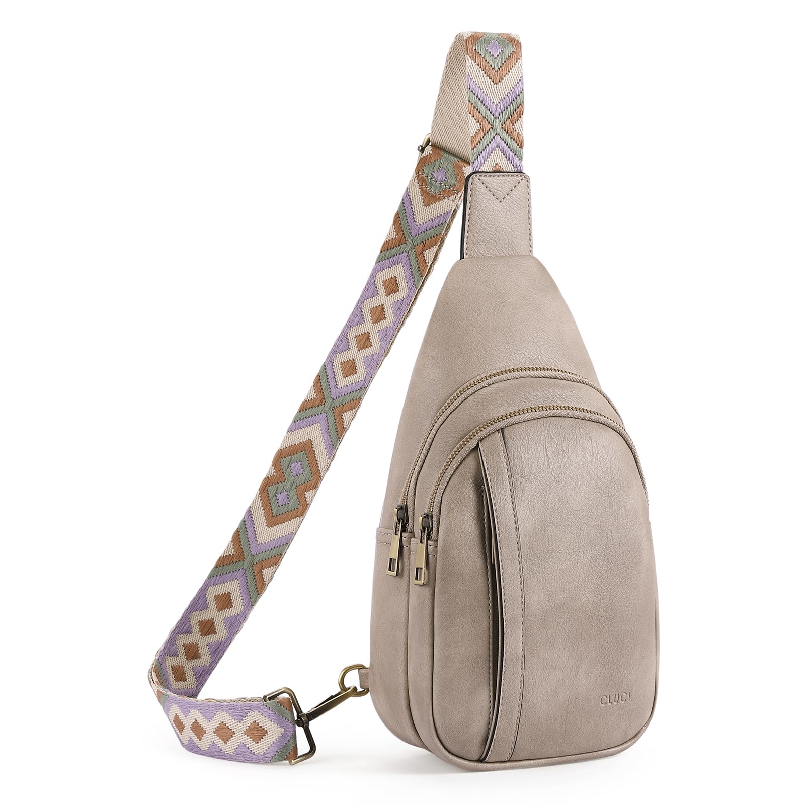 Foto 2 pulgar | Bolso Bandolera Cluci De Piel Para Mujer, Color Gris - Venta Internacional.