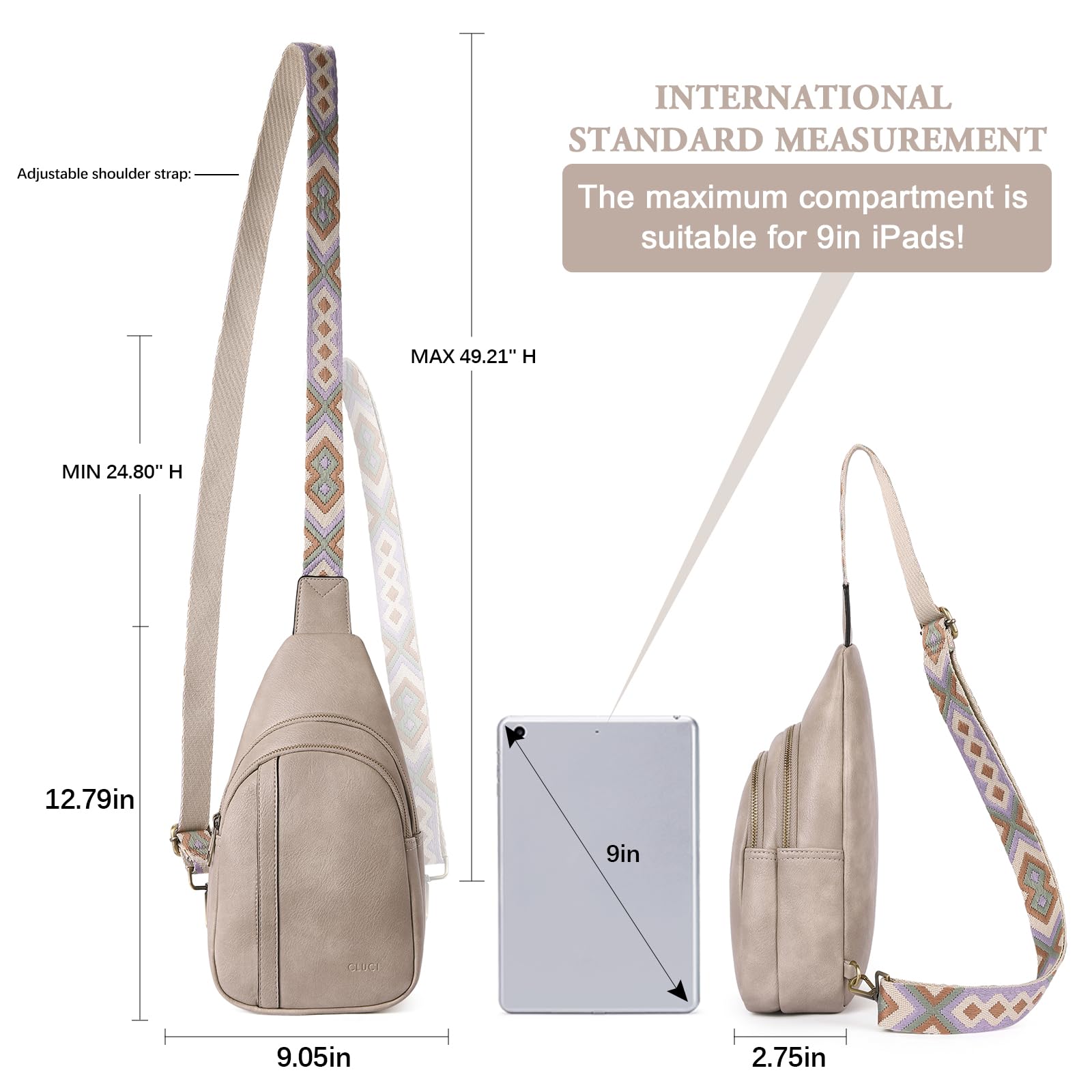 Foto 5 pulgar | Bolso Bandolera Cluci De Piel Para Mujer, Color Gris - Venta Internacional.