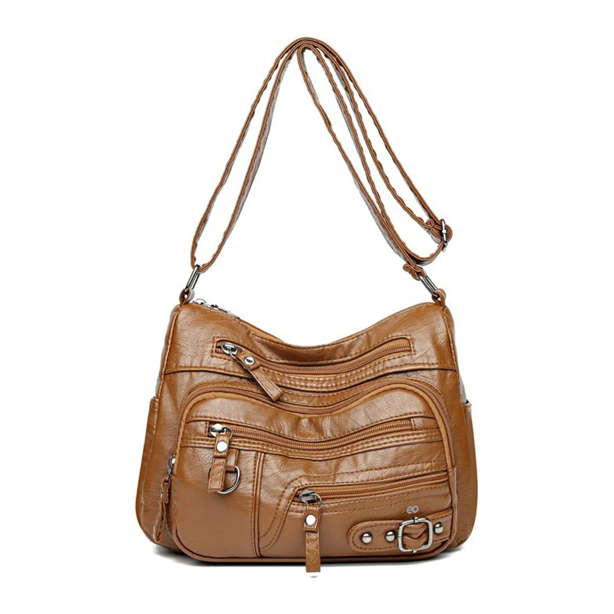 Foto 2 pulgar | Bolso Bandolera Suave Con Múltiples Bolsillos Eo Safe Imports Esi-19644 Marron