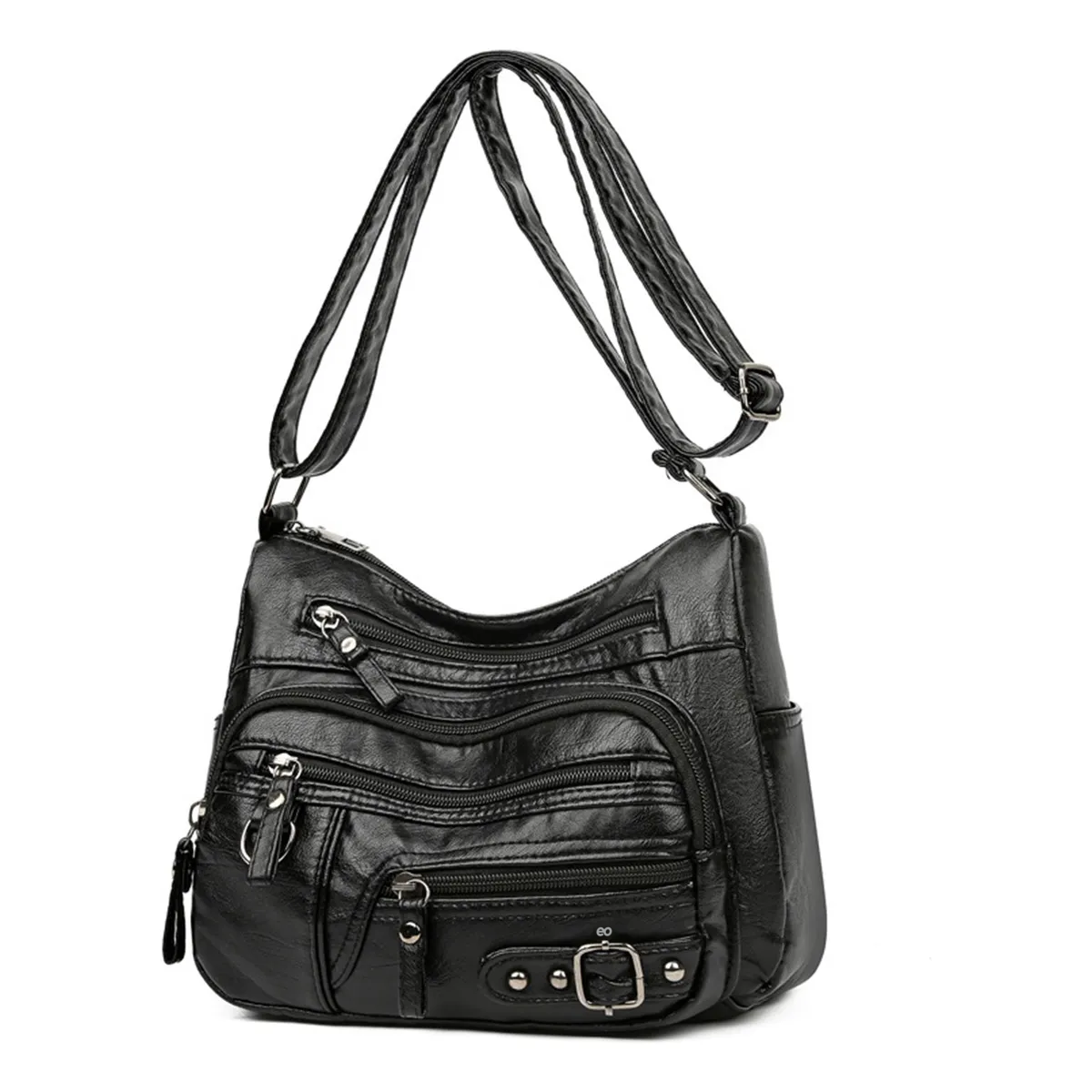 Foto 2 pulgar | Bolso Bandolera Suave Con Múltiples Bolsillos Eo Safe Imports Esi-19645 Negro