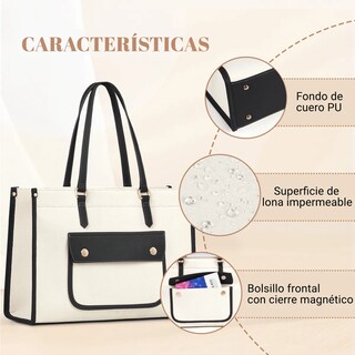 Foto 4 | Bolsa Para Laptop 15.6 Casual De Bolsa De Lona Blanca Detalles Lab.g Blanco