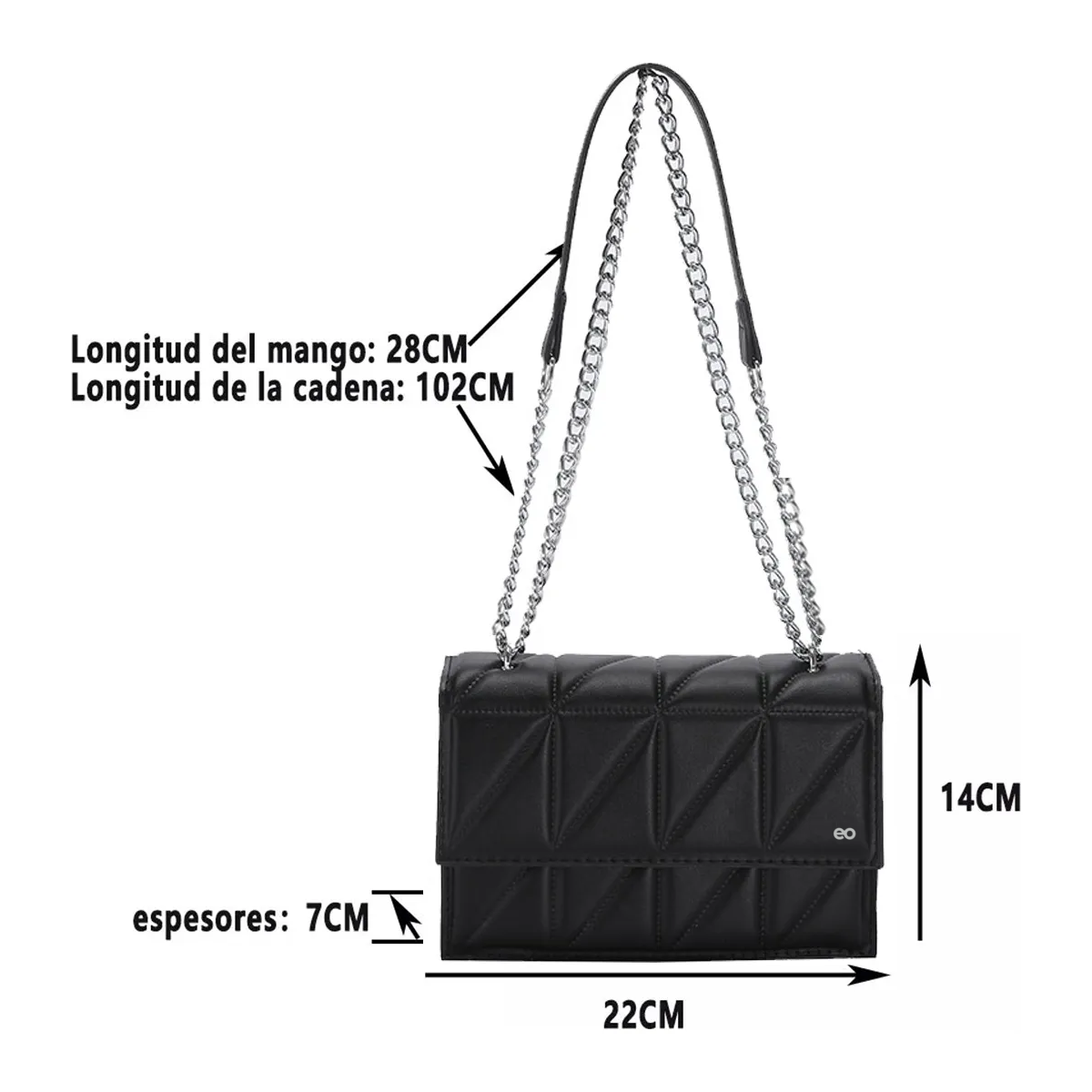Foto 3 pulgar | Bolso de Mano Ajustable Eo Safe Imports Esi-19807 Negro