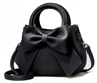 Foto 1 | Bolso Bandolera De Piel ''xtellar'' Con Sofisticado Lazo, Acabado En Níquel Y Correa De Hombro, Color Negro.