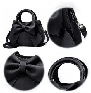 Foto 2 | Bolso Bandolera De Piel ''xtellar'' Con Sofisticado Lazo, Acabado En Níquel Y Correa De Hombro, Color Negro.