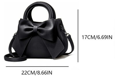 Foto 3 | Bolso Bandolera De Piel ''xtellar'' Con Sofisticado Lazo, Acabado En Níquel Y Correa De Hombro, Color Negro.