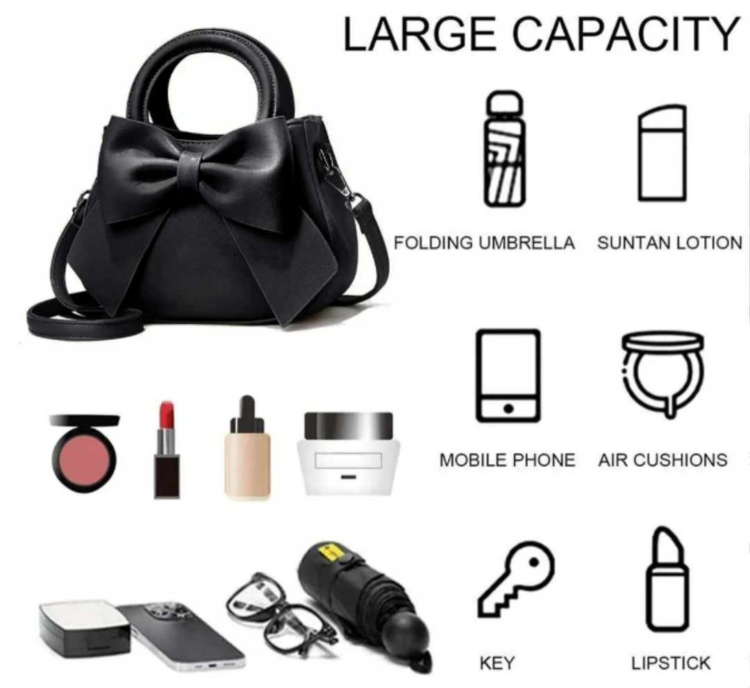 Foto 4 | Bolso Bandolera De Piel ''xtellar'' Con Sofisticado Lazo, Acabado En Níquel Y Correa De Hombro, Color Negro.