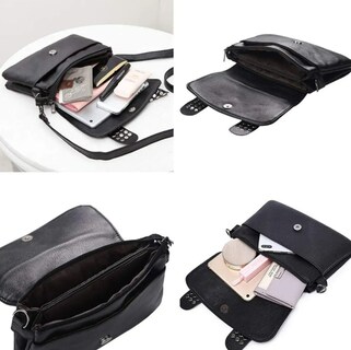 Foto 4 | Elegante Bolso Gótico Xtellar Bandolera De Cuero Con Detalles De Calavera Punk Y Cadena Plateada