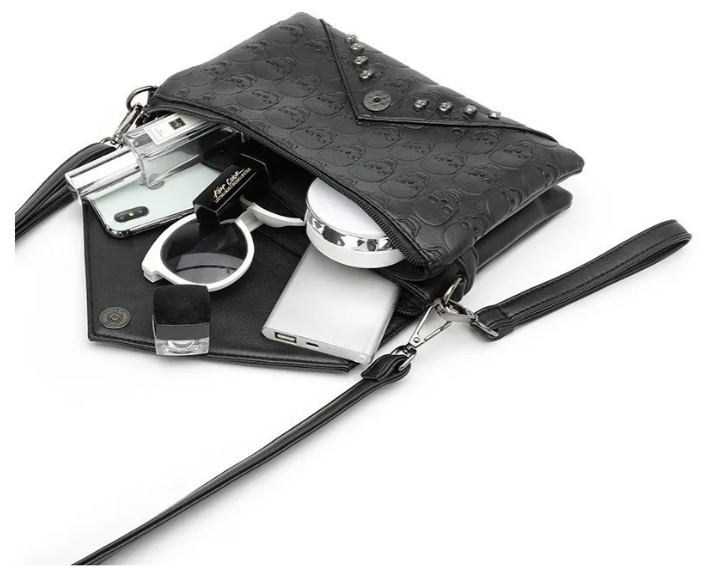 Foto 4 pulgar | Xtellar Bolso Bandolera Estilo Punk Con Diseño De Calavera Y Remaches, Accesorio De Moda Para Mujer Elegante Y Atrevida