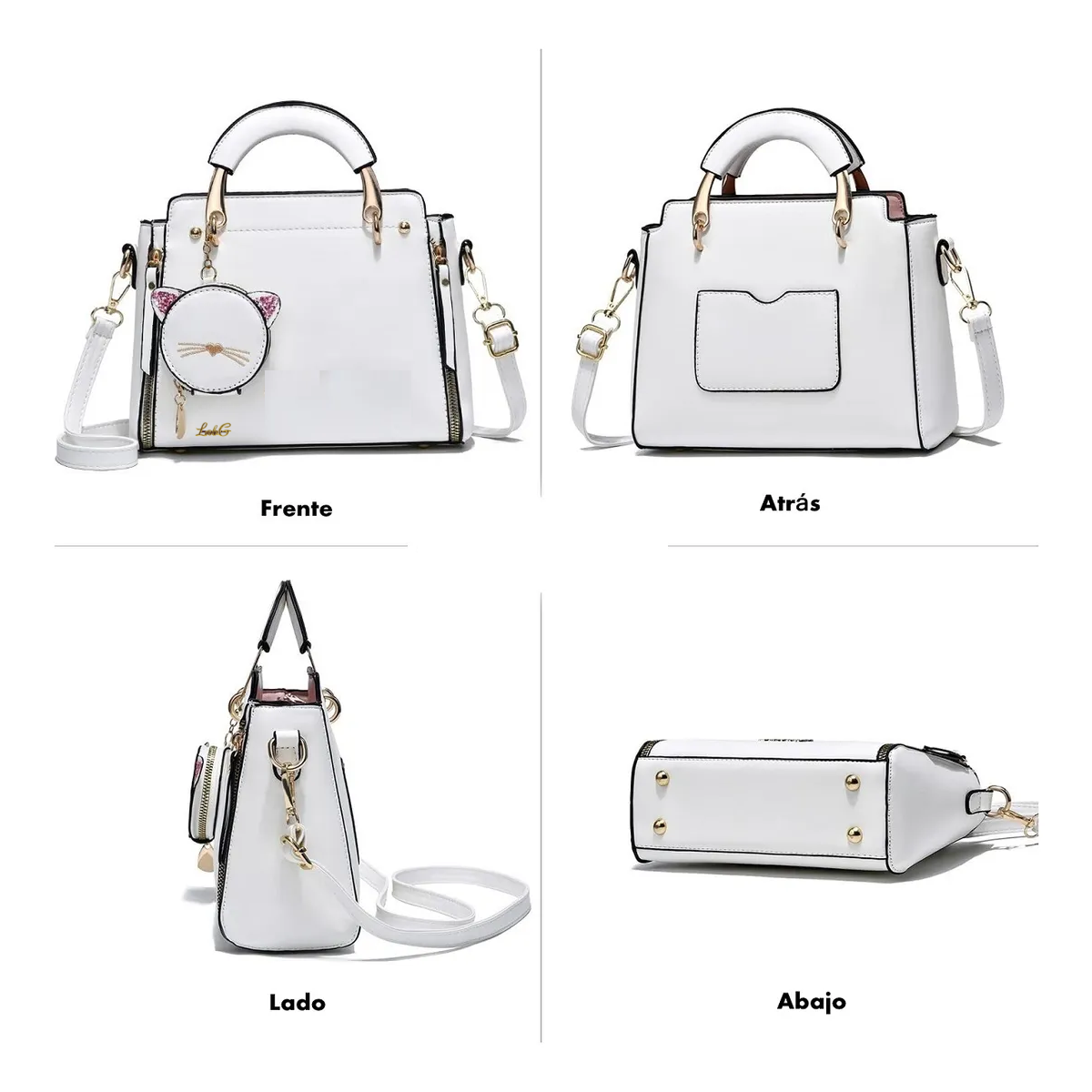Foto 2 | Bolso De Mujer Casual Vintage De Cuero Pu Lab.g Blanca