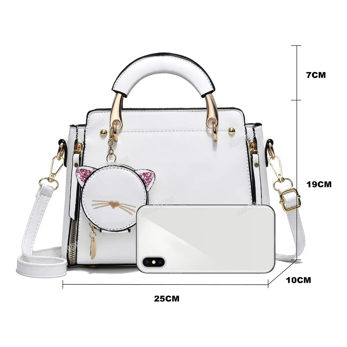 Foto 3 | Bolso De Mujer Casual Vintage De Cuero Pu Lab.g Blanca