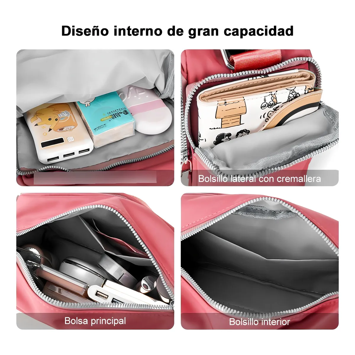 Foto 4 pulgar | Bolsa Bandolera Gran Capacidad Eo Safe Imports Esi-20028 Coral
