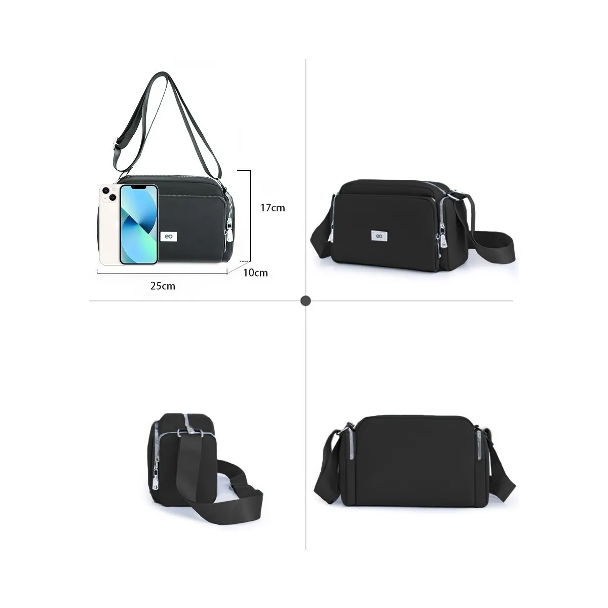 Foto 3 pulgar | Bolsa Bandolera Gran Capacidad Eo Safe Imports Esi-20027 Negro