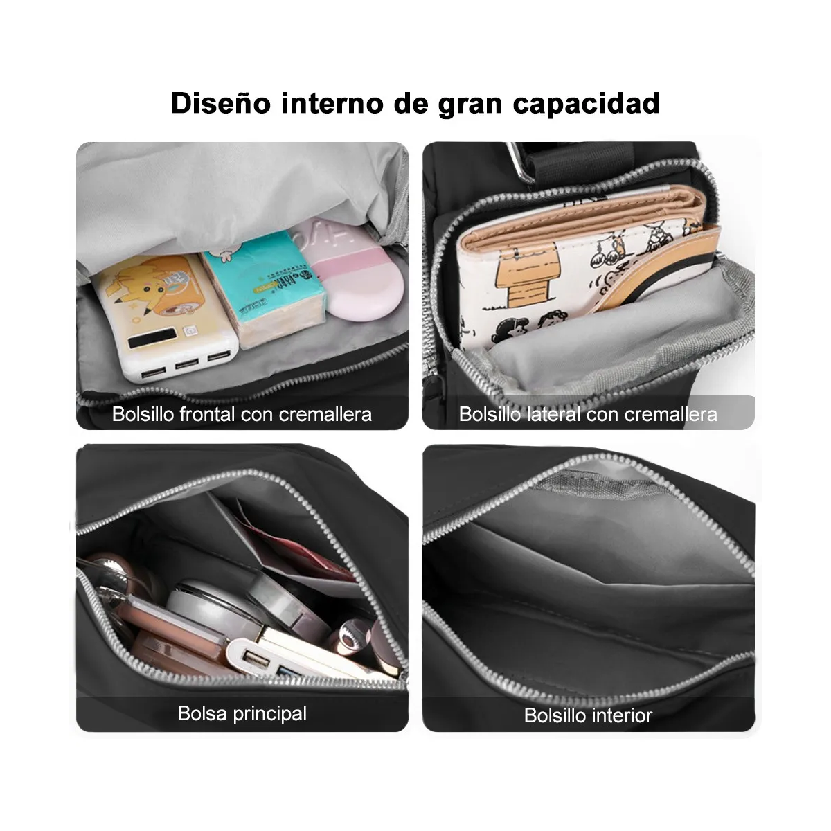 Foto 4 pulgar | Bolsa Bandolera Gran Capacidad Eo Safe Imports Esi-20027 Negro