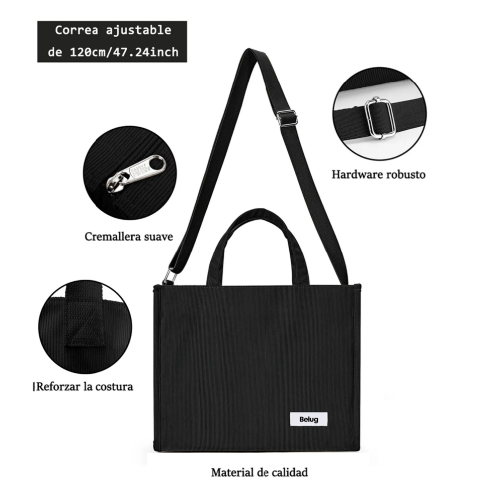 Foto 3 pulgar | Bolso Mujer De Pana Casual Belug  Negro