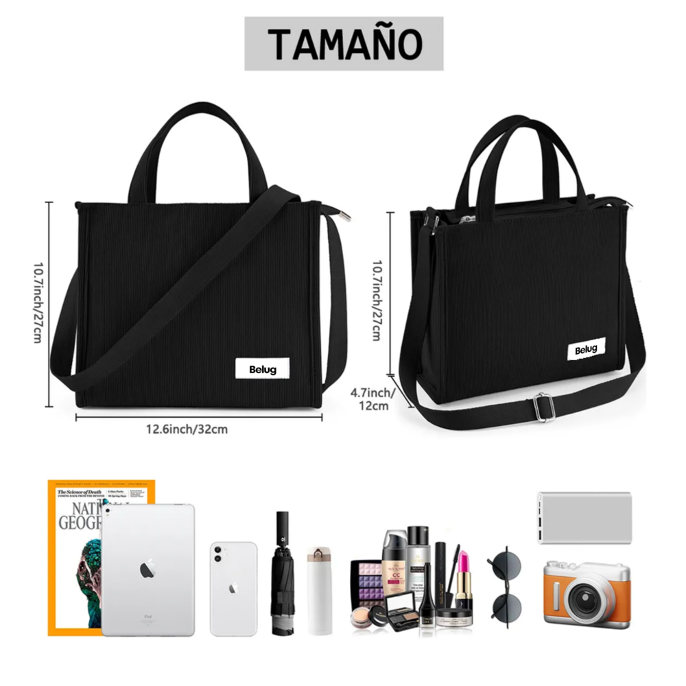 Foto 4 pulgar | Bolso Mujer De Pana Casual Belug  Negro