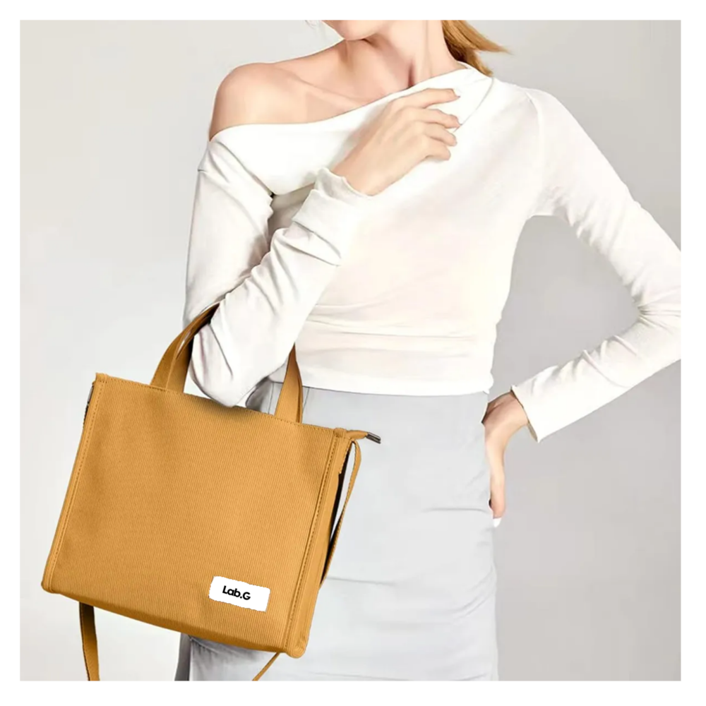 Foto 2 | Bolso Mujer De Pana Casual Lab.g  Amarillo
