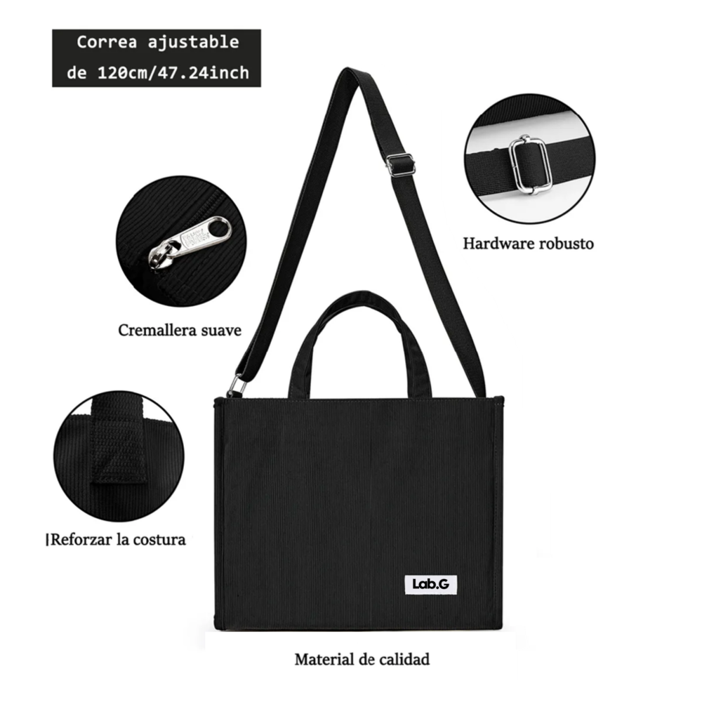 Foto 3 pulgar | Bolso Mujer De Pana Casual Lab.g  Negro