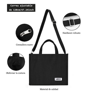 Foto 2 | Bolso Mujer De Pana Casual Lab.g Negro