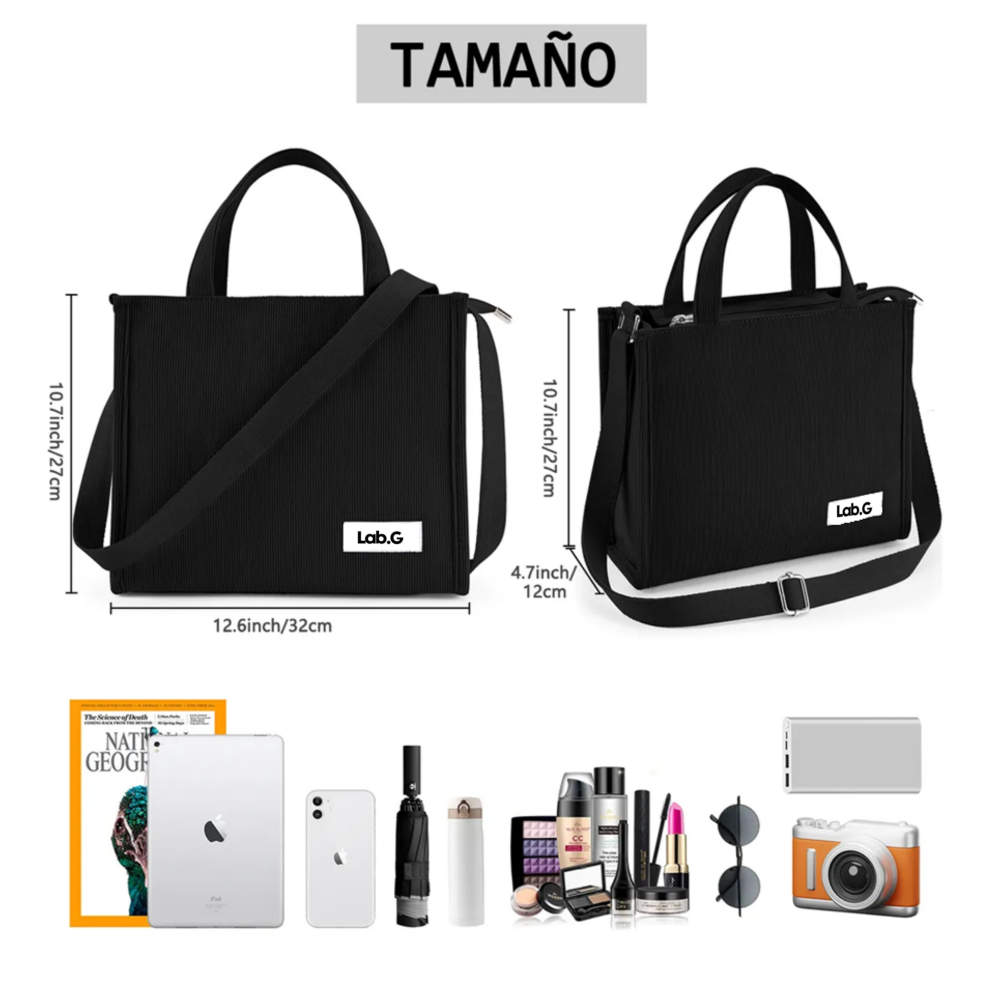 Foto 4 pulgar | Bolso Mujer De Pana Casual Lab.g  Negro