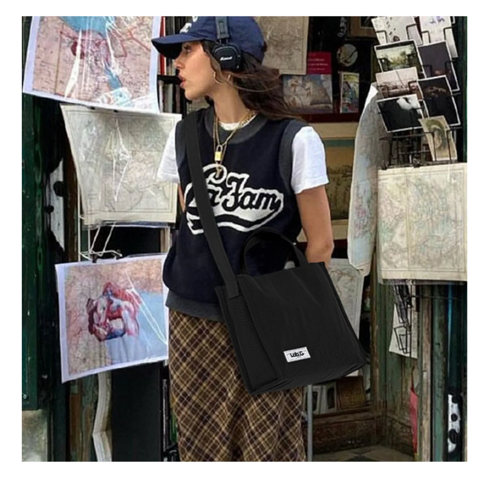 Foto 5 | Bolso Mujer De Pana Casual Lab.g  Negro