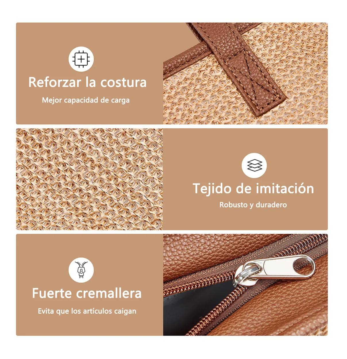 Foto 4 | Bolso De Mano De Playa Para Dama  Color Coffee