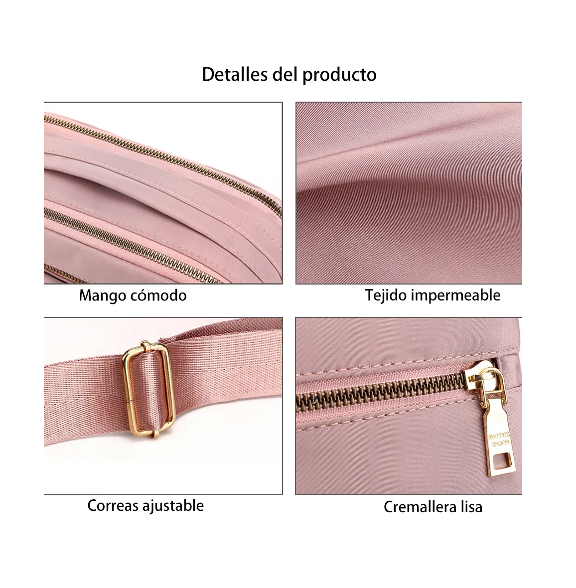 Foto 3 pulgar | Bolso Bandolera Pequeño Y Sencillo Con Cremallera Para Mujer Rosa