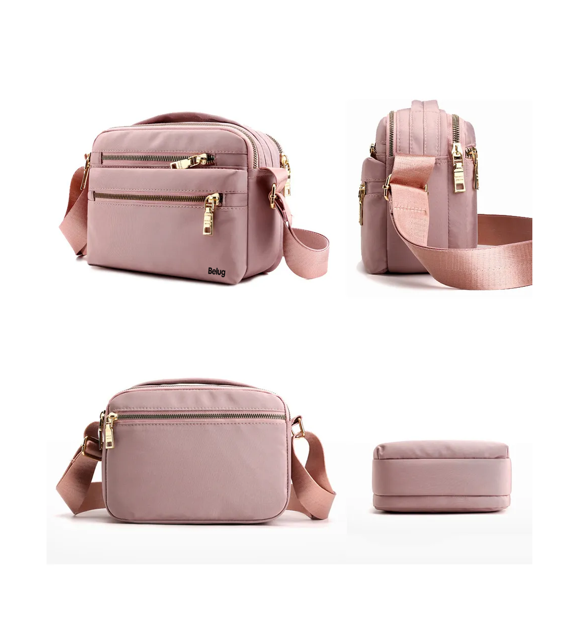 Foto 3 | Bolso Bandolera Pequeño Y Sencillo Con Cremallera Para Mujer Rosa